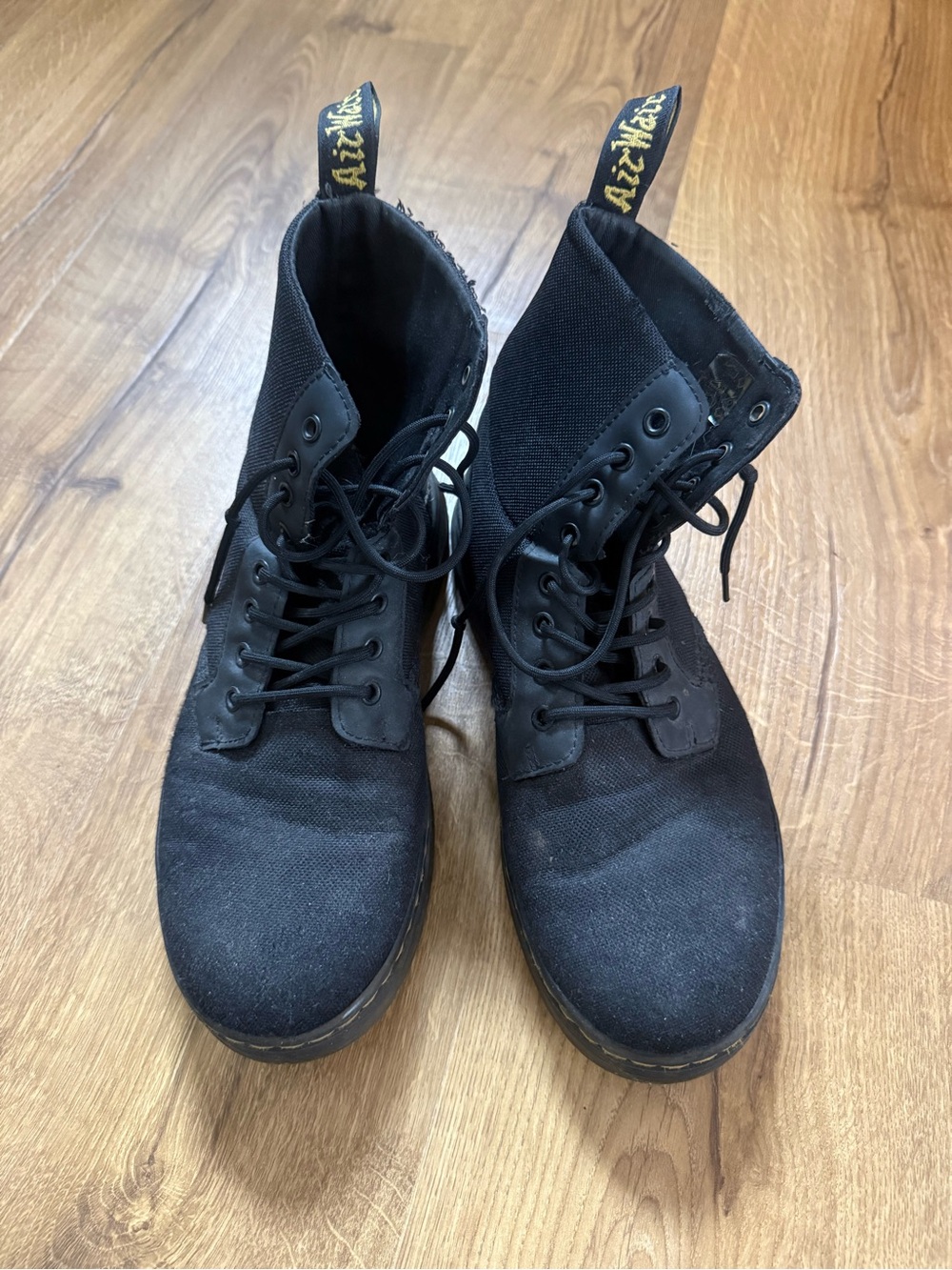 Dr. Martens Black Canvas & Leather Lace-Up Boots